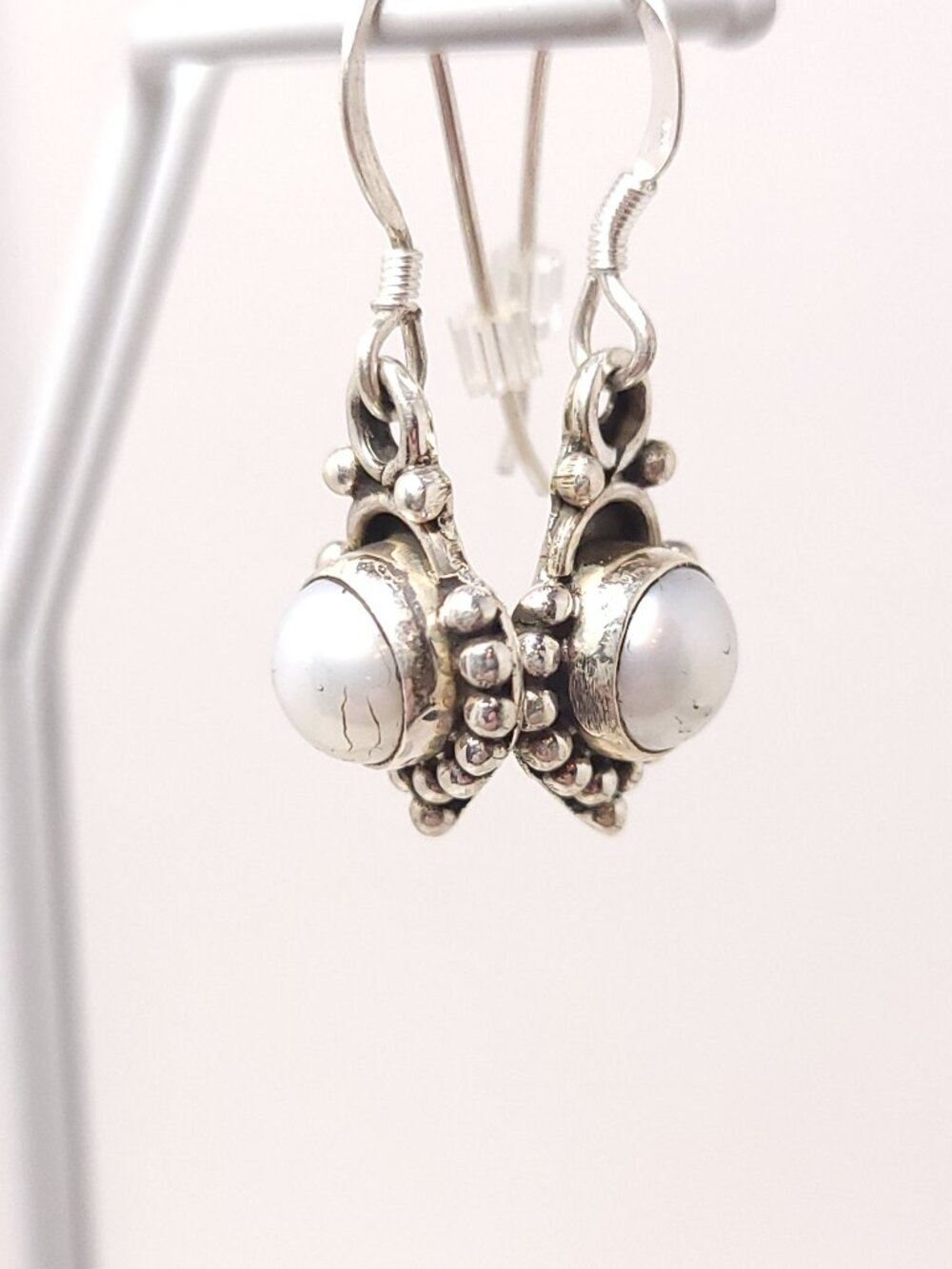 Silver Earrings for Pierced Ears with Pearl Accent
